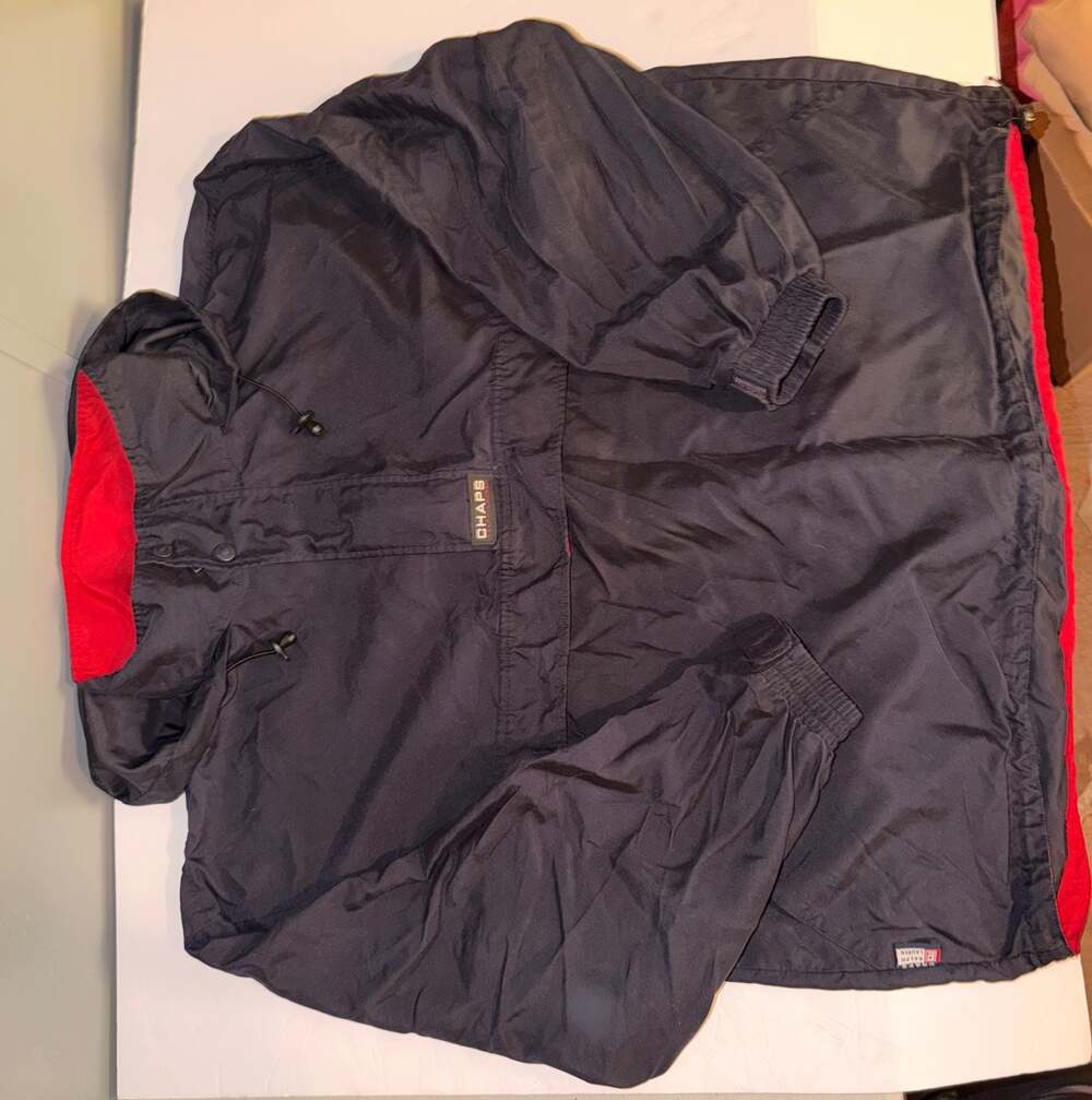 Chaps Ralph Lauren Vintage 90s Navy Blue Windbreaker Jacket XXL